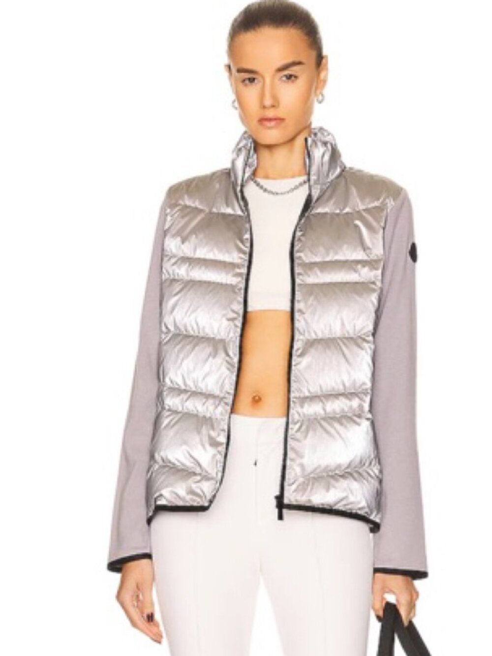 Moncler Matte Silver Zip Up Jacket Size M